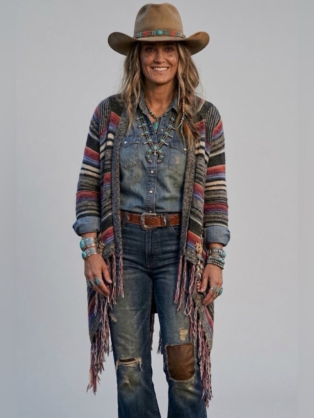 Rock & Roll Cowgirl Fringe Blanket Poncho